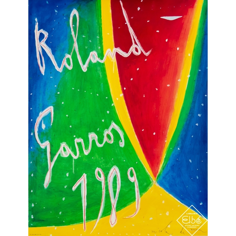 Affiche ancienne de publicité - Nicolas De Maria - 1989 - Roland Garros 1989 - 76 par 57 cm
