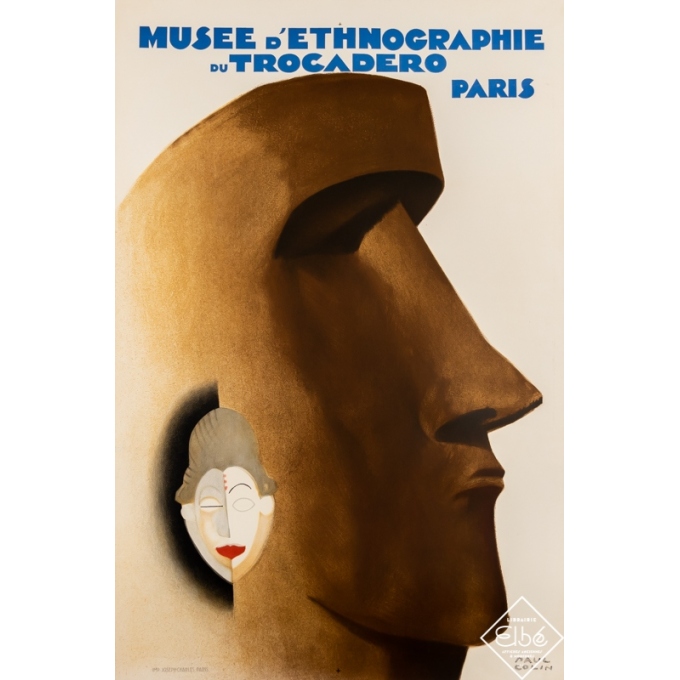 Affiche ancienne d'exposition - Paul Colin - Circa 1930 - Musée d'Ethnographie du Trocadéro Paris - 120,5 par 80,5 cm