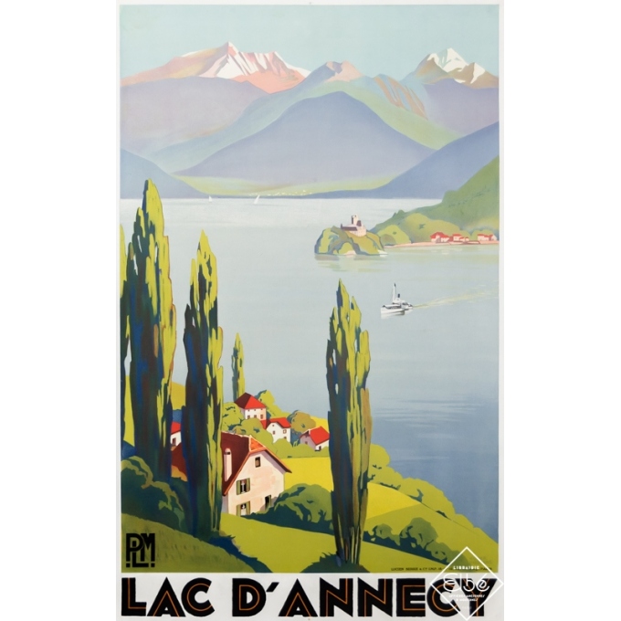 Vintage travel poster - Roger Broders - 1930 - Lac d'Annecy PLM - 39,4 by 24,4 inches