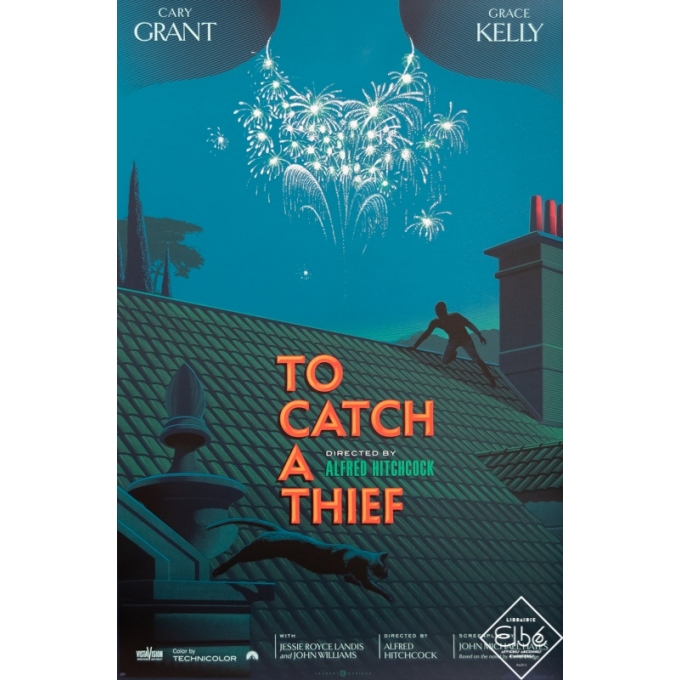 Silkscreen poster - Laurent Durieux - 2016 - To Catch A Thief (variante) - 36 by 24 inches