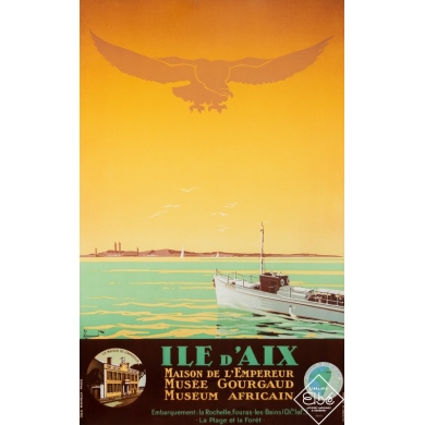 Vintage travel poster - Pierre Commarmond - Circa 1930 - Ile d'Aix - 39,6 by 24,8 inches