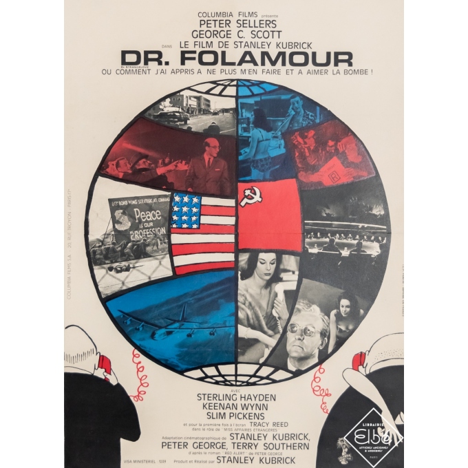 Affiche ancienne de cinéma 1964 - Dr Folamour - 76 par 55 cm