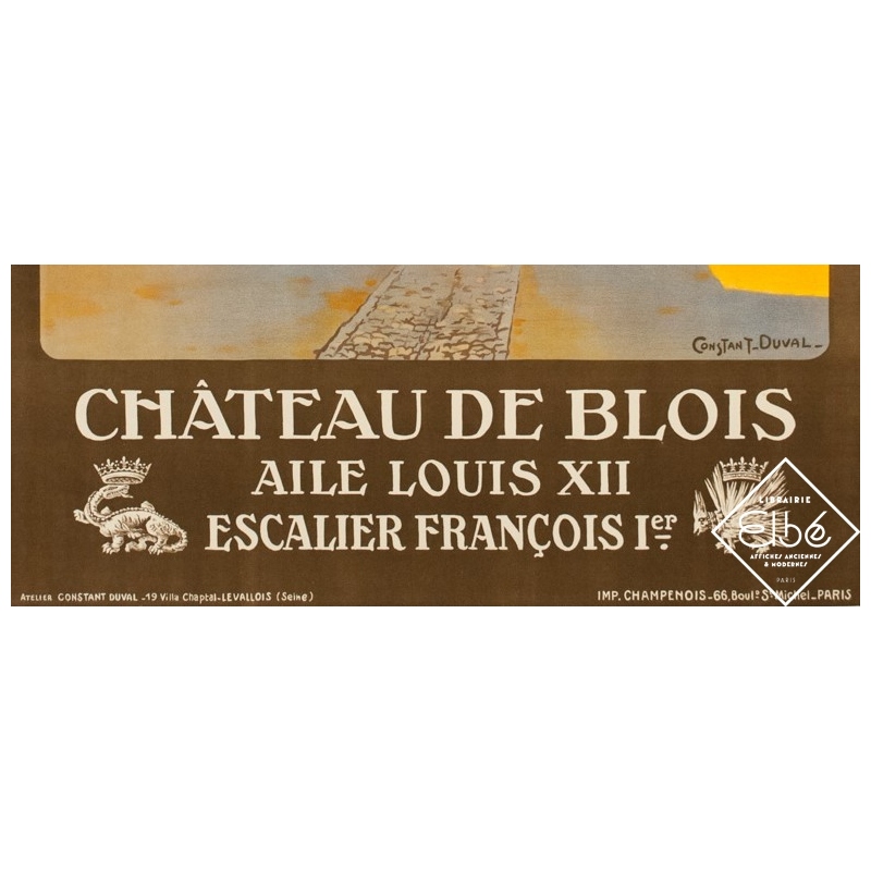 Original vintage poster - Constant Duval  - 1920 - Château de Blois France - 41.5 by 28.9 inches View #3