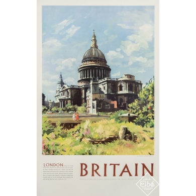 Vintage travel poster - Donald C. Towner - Circa 1950 - Britain - London - 40 by 25,2 inches