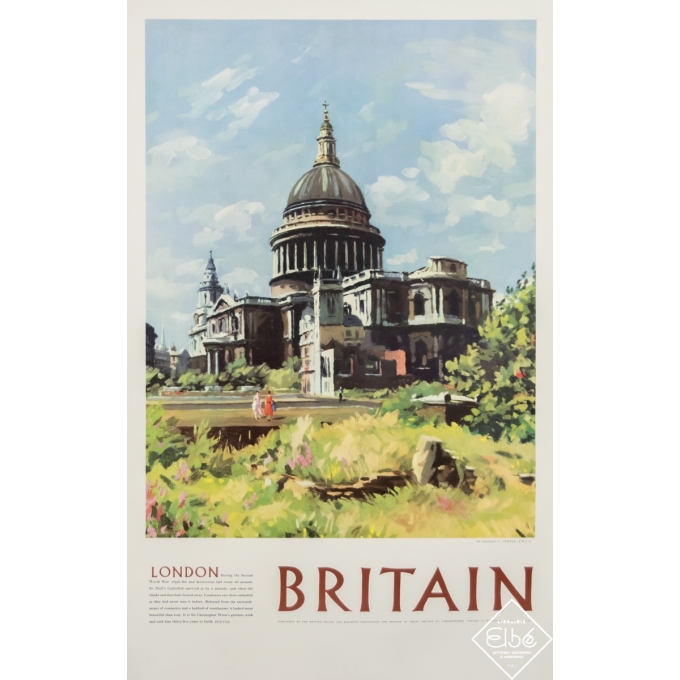 Affiche ancienne de voyage - Donald C. Towner - Circa 1950 - Britain - London - 101,5 par 64 cm