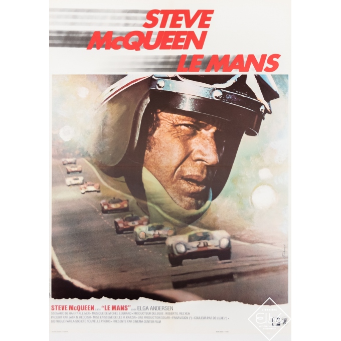 Affiche ancienne de cinéma - Ferracci - 1971 - Le Mans, Steve Mc Queen - 80 par 60 cm