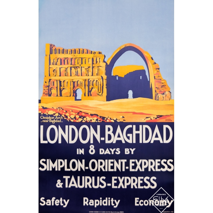 Vintage travel poster - Roger Broders - 1931 - London Baghdad, Simplon Orient Express - 38,6 by 24,4 inches
