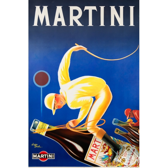 Affiche ancienne de publicité - Jean Droit - 1948 - Martini, jockey - 120 par 80 cm