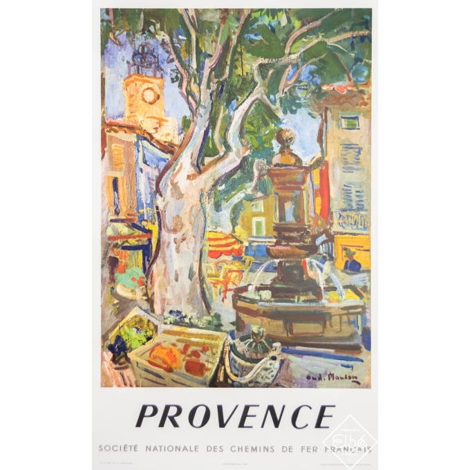Affiche ancienne de voyage - Planson - 1957 - Provence - SNCF - 99 par 63 cm