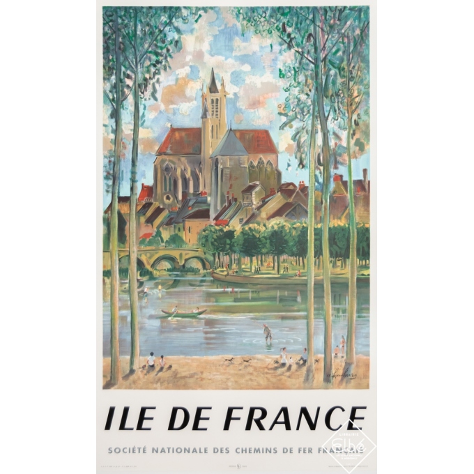 Vintage travel poster - A. Lambourg - 1958 - Ile de France - SNCF - 39,2 by 24,4 inches