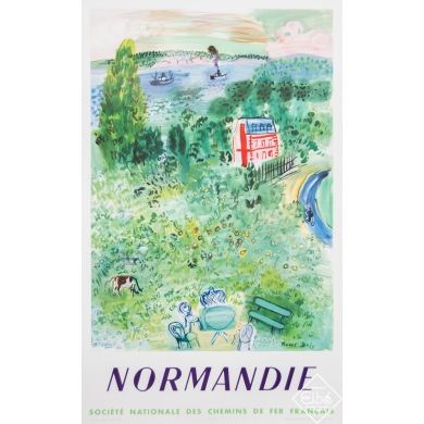 Affiche ancienne de voyage de Raoul Dufy 1954 - Normandie...