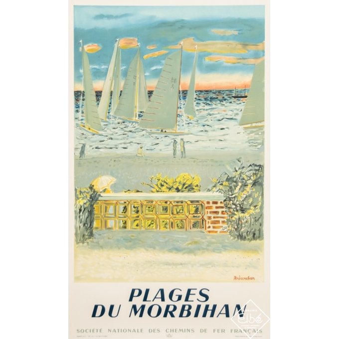 Vintage travel poster - Brianchon - 1950 - Plages du Morbihan - SNCF - 39,6 by 24,2 inches Vintage travel poster - Brianchon - 1950 - Plages du Morbihan - SNCF - 39,6 by 24,2 inches