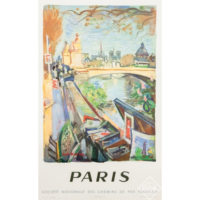 Affiche ancienne de voyage - Planson - 1953 - Paris - SNCF - 100 par 62 cm
