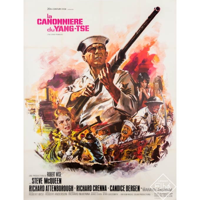 Affiche ancienne de cinéma - Mascii - 1966 - La Canonniere du Yang-Tse - 160 par 120 cm