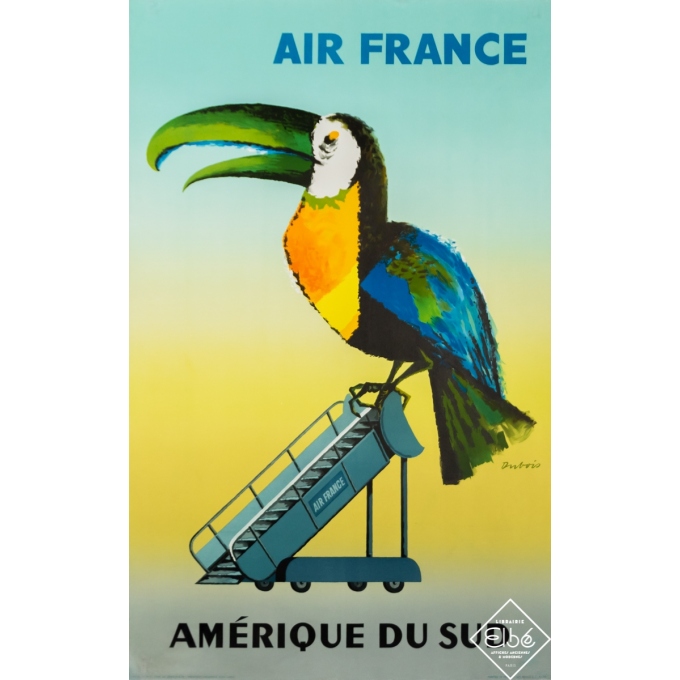 Affiche ancienne de voyage - Dubois - 1956 - Air France - Amérique du Sud - 100 par 62,5 cm