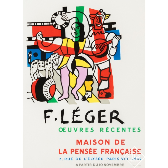 Affiche ancienne - Fernand Léger - 1954 - Maison de la Pensée Française - Oeuvres Récentes - 67 par 48,5 cm