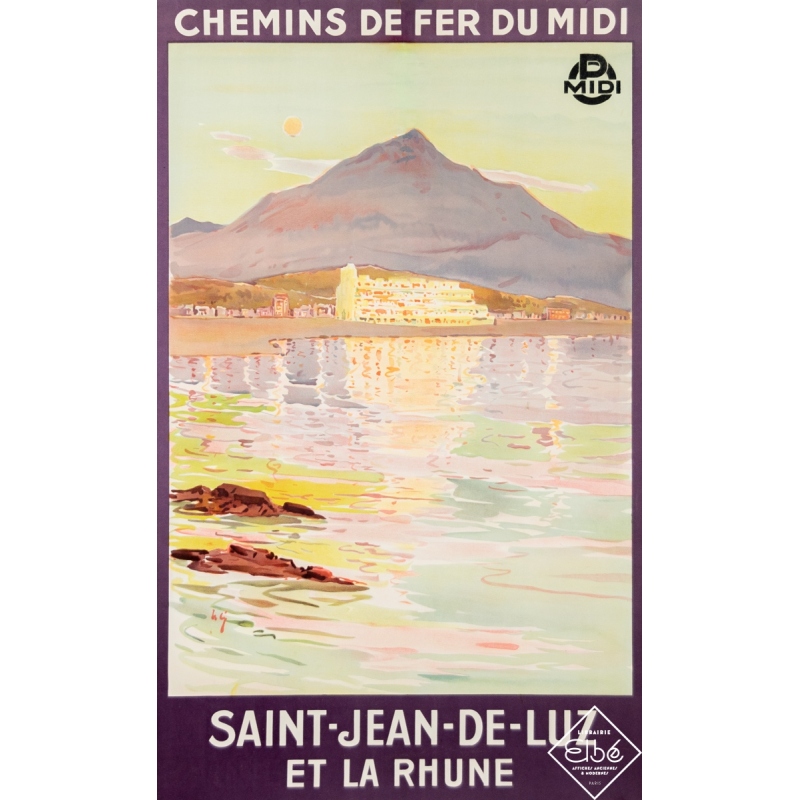 Affiche ancienne - Circa 1930 - Chemins de Fer du Midi - Saint Jean de Luz et la Rhune - 100,5 par 63 cm