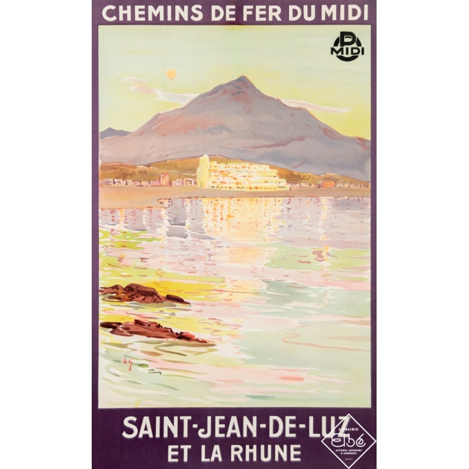 Vintage poster - Circa 1930 - Chemins de Fer du Midi - Saint Jean de Luz et la Rhune - 39,6 by 24,8 inches