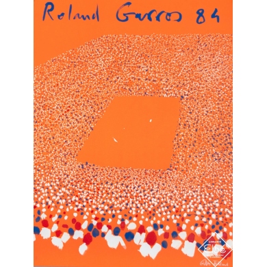 Affiche ancienne de publicité - Gilles Aillaud - 1984 - Roland Garros 1984 (88/150) - 75 par 57,5 cm