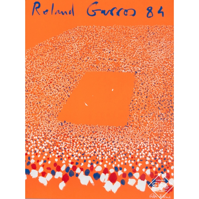 Affiche ancienne de publicité - Gilles Aillaud - 1984 - Roland Garros 1984 (88/150) - 75 par 57,5 cm