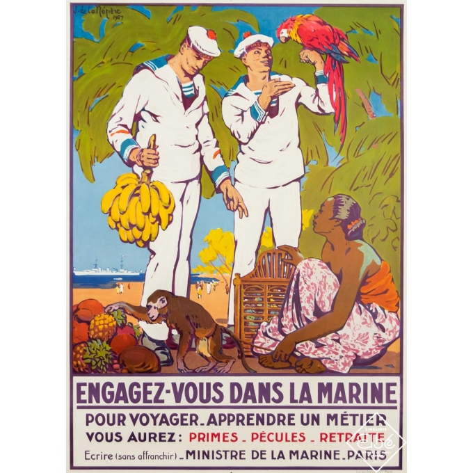 Affiche ancienne - Joseph de la Nézière - 1927 - Engagez-vous dans la Marine - 108 par 79 cm