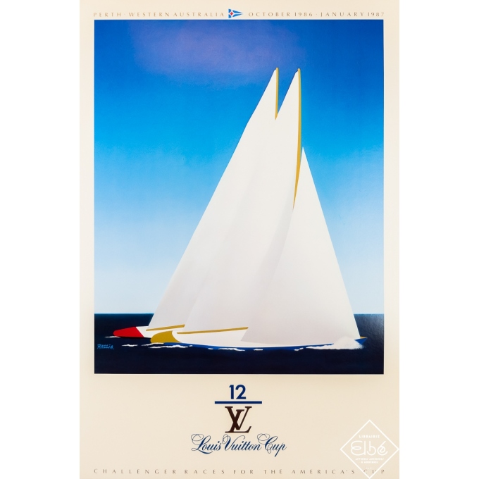 Affiche ancienne de publicité - Razzia - 1986 - Louis Vuitton Cup 1987 - 76 par 51 cm