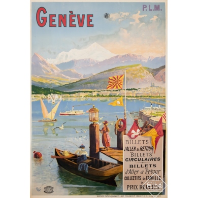 Affiche ancienne de voyage - Tanconville - Circa 1900 - Genève - PLM - 105,5 par 74 cm