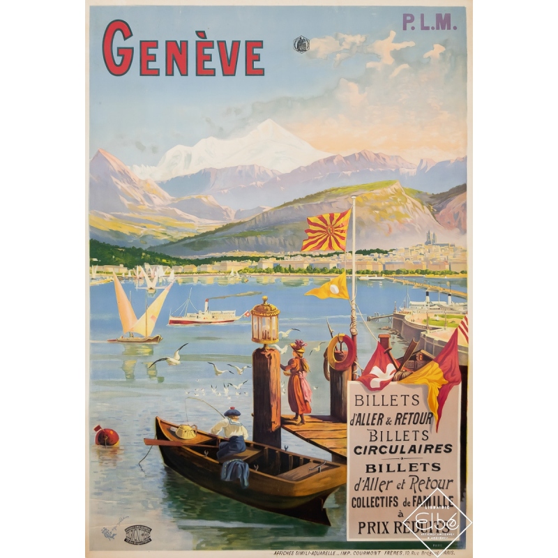 Vintage travel poster - Tanconville - Circa 1900 - Genève - PLM - 41,5 by 29,1 inches