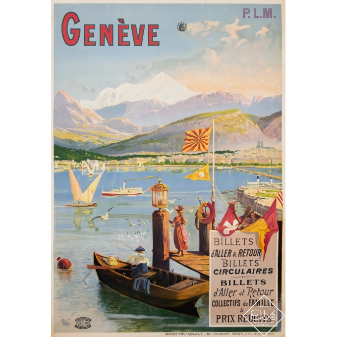 Vintage travel poster - Tanconville - Circa 1900 - Genève - PLM - 41,5 by 29,1 inches