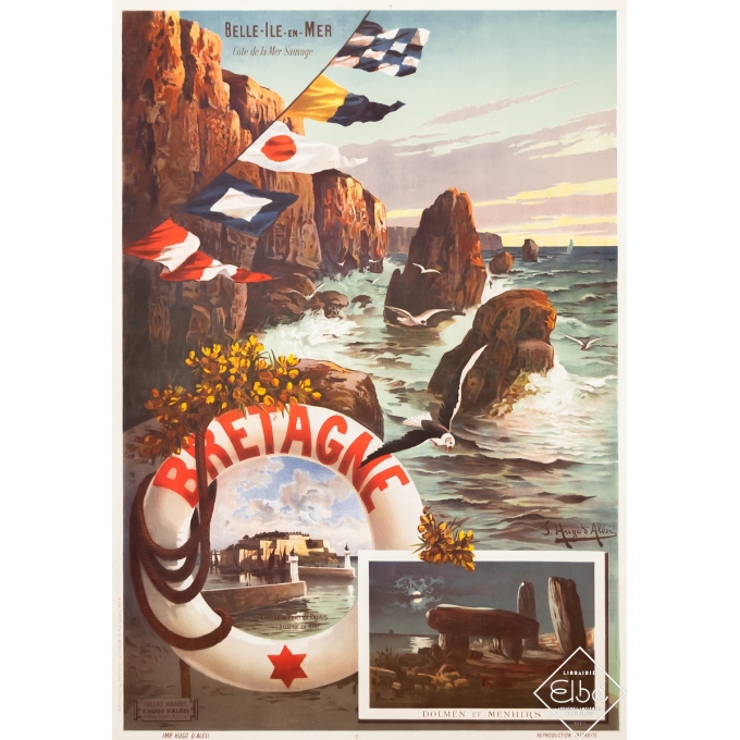 Vintage travel poster - François Hugo d'Alési - Circa 1900 - Belle-Ile-en-Mer - Bretagne - 40,9 by 29,1 inches