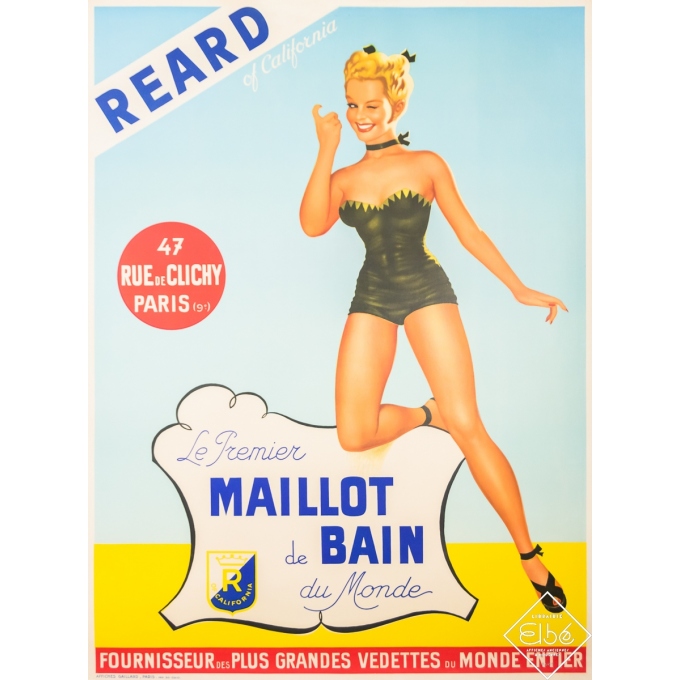 Vintage advertisement poster - Le premier maillot de bain du monde -  - Circa 1950 - 63 by 47.2 inches
