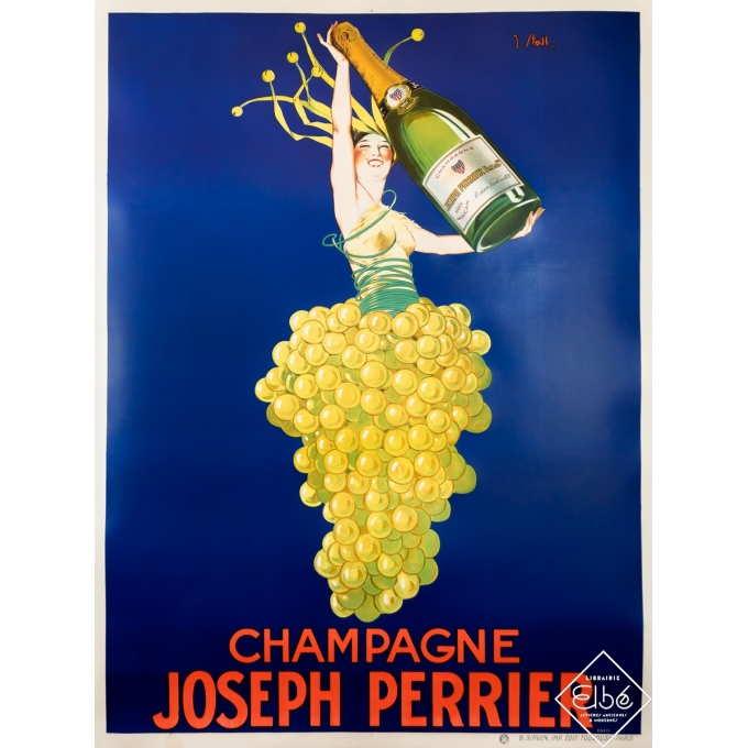 Affiche ancienne de publicité - Champagne Joseph Perrier - J. Stall - Circa 1925 - 160 par 121 cm