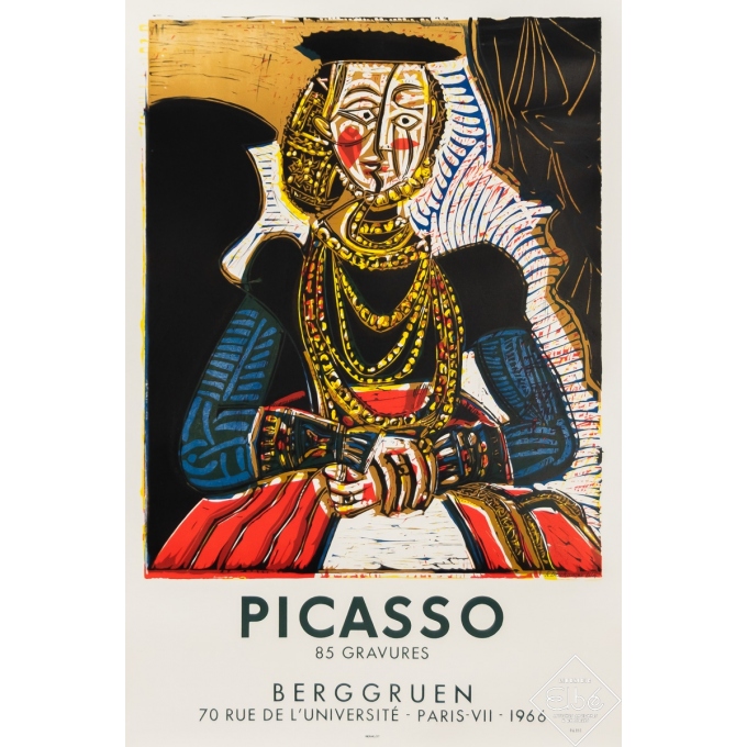 Affiche ancienne d'exposition - Picasso - Berggruen - H. Deschamps - 1966 - 76 par 51 cm