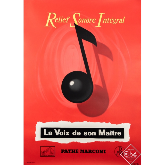 Vintage advertisement poster - La voix de son Maître - Relief Sonore Intégral - Bosorte - Circa 1955 - 62.2 by 44.5 inches