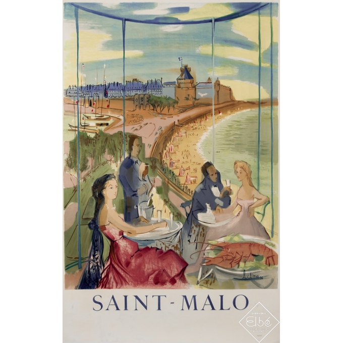 Vintage travel poster - Saint-Malo - Luc Simon - 1956 - 37.8 by 24.4 inches