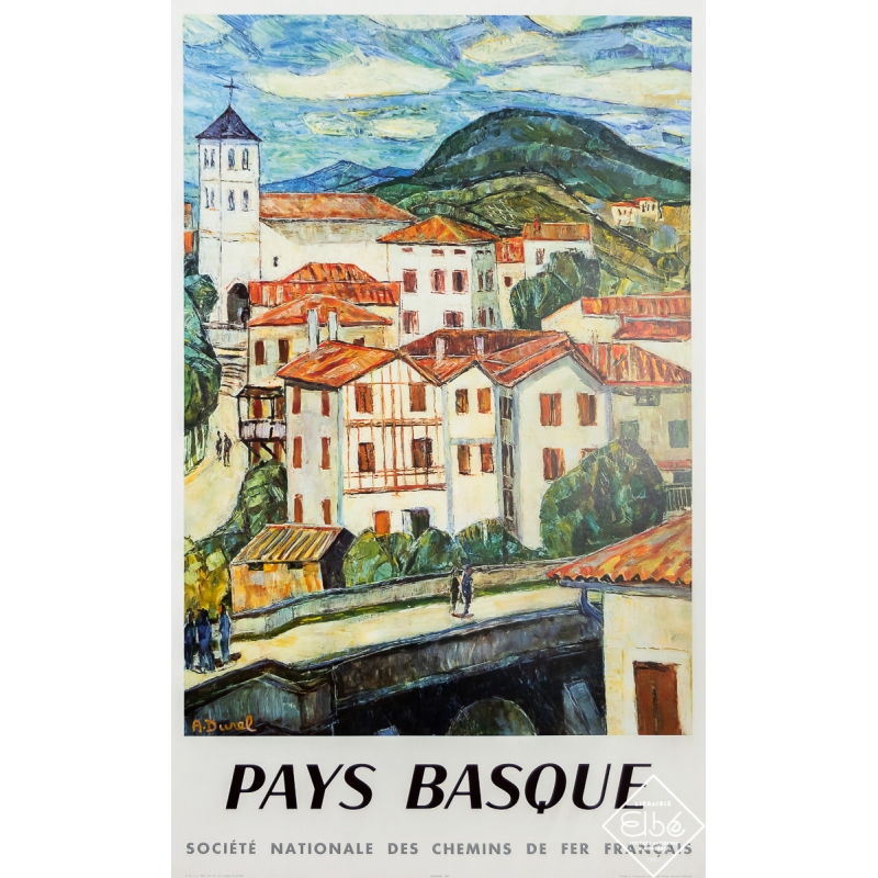 Vintage travel poster - Pays Basque - SNCF - A. Durel - 1959 - 39.2 by 24.6 inches