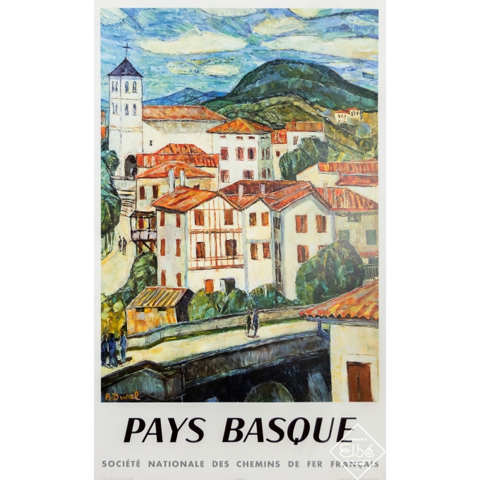 Affiche ancienne de voyage - Pays Basque - SNCF - A. Durel - 1959 - 99.5 par 62.5 cm