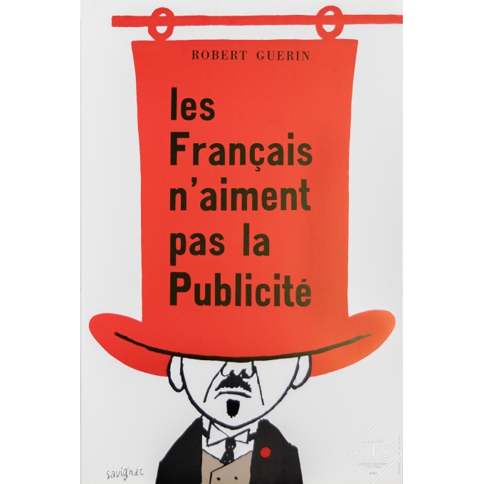 Affiche ancienne de publicité - Les Français n'aiment pas la Publicité - Savignac - Circa 1990 - 69 par 46 cm