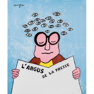 Vintage advertisement poster - L'argus de la presse - Savignac - Circa 2000 - 22.8 by 19.3 inches