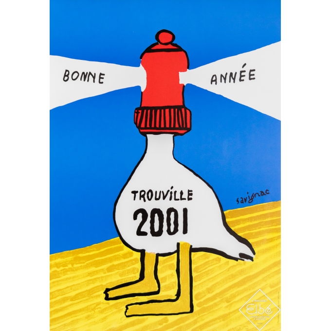 Affiche ancienne de publicité - Bonne année - Trouville 2001 - Savignac - 2001 - 60 par 42 cm
