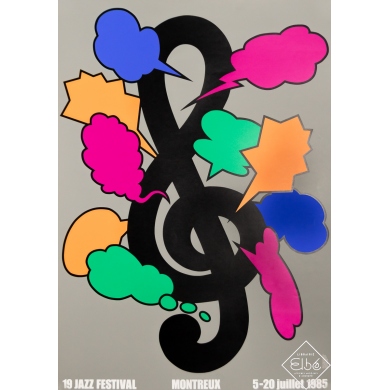 Original silkscreen - Jazz Festival Montreux 1985 - Shigeo Fukuda - 1985 - 39.4 by 27.6 inches