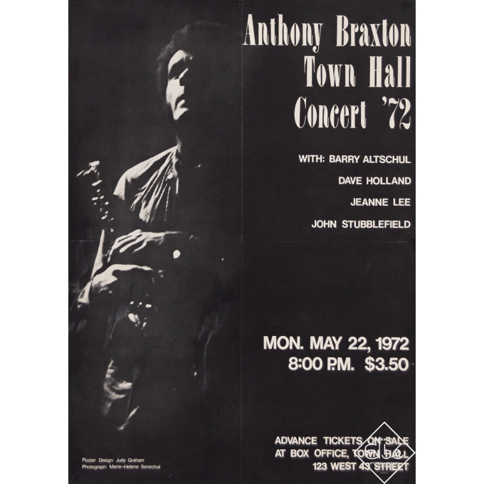 Affiche ancienne originale - Anthony Town Hall Concert 72 - Judy Graham - 1972 - 57 par 42 cm