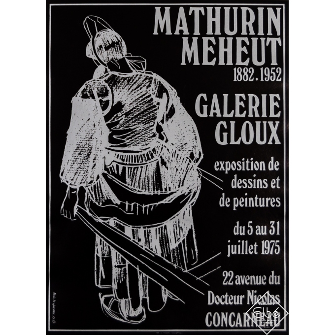 Affiche ancienne originale - Mathurin Meheut - Galerie Gloux - Alain Le Quernec - 1975 - 53 par 38.5 cm