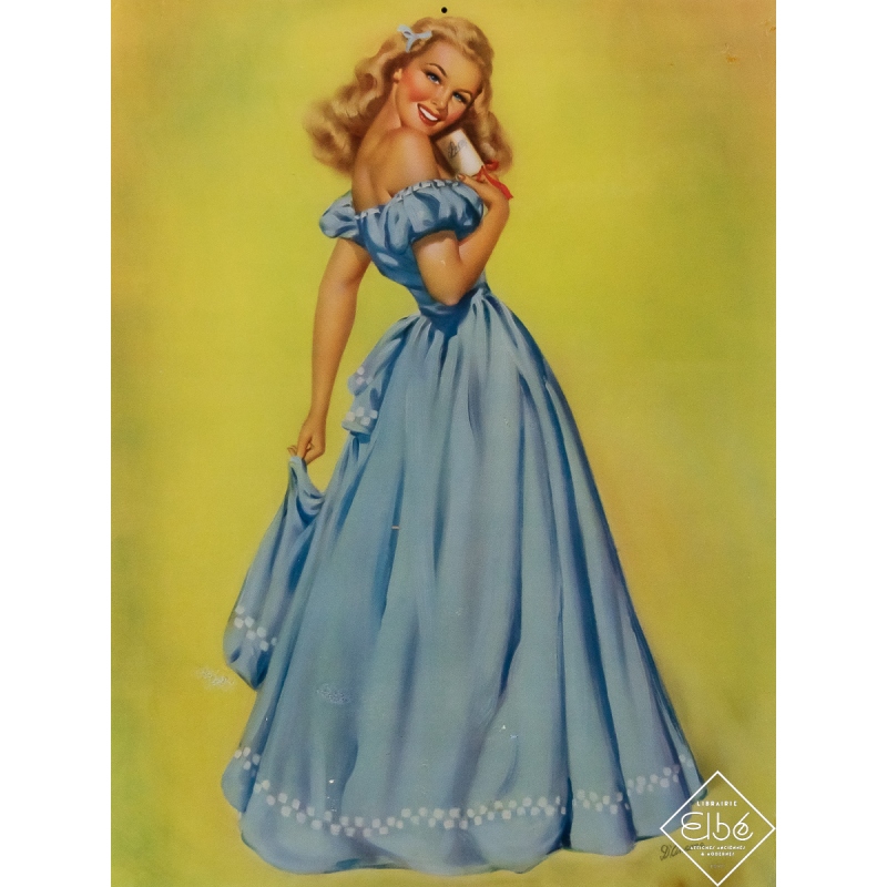 Original vintage poster - The blue dress - Edward d'Ancona - Circa 1950 - 21.3 by 15.7 inches