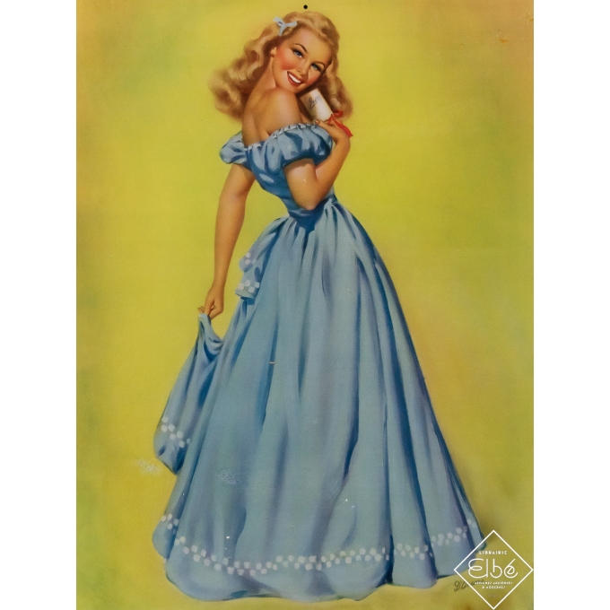 Affiche ancienne originale - The blue dress - Edward d'Ancona - Circa 1950 - 54 par 40 cm
