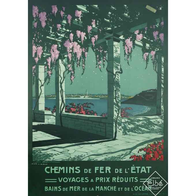 Affiche ancienne de voyage - Bains de Mer de la Manche et de l'Océan - Geo Dorival - Circa 1910 - 106 par 76 cm