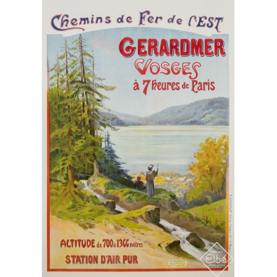 Vintage travel poster - Gerardmer - Vosges - Station d'Air Pur - Eugène Bourgeois - Circa 1910 - 41.7 by 29.1 inches