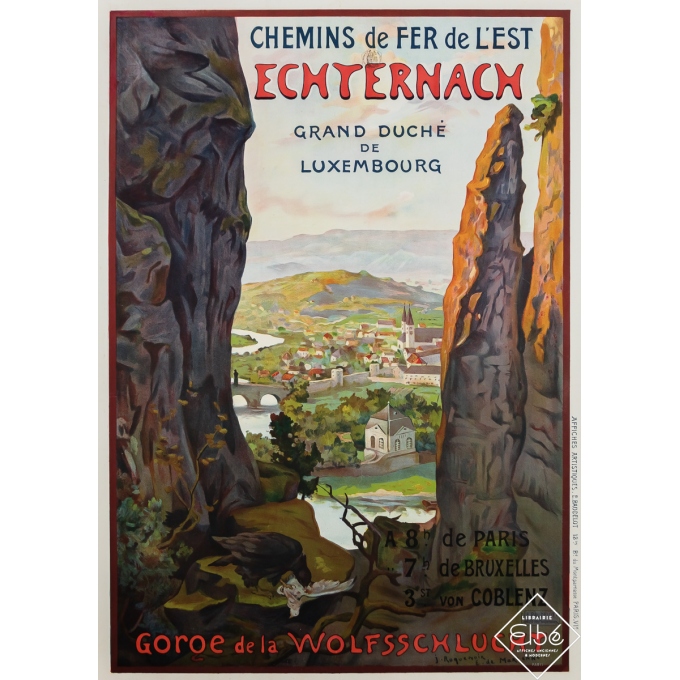 Affiche ancienne de voyage - Echternach - Luxembourg - J. Roquenoir - E. De Martenne - Circa 1910 - 106.5 par 75 cm