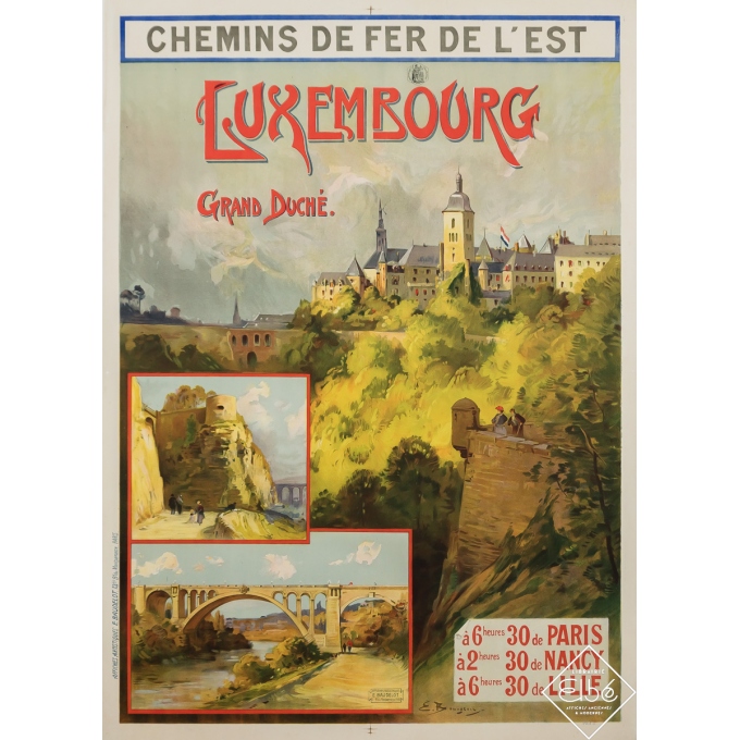 Affiche ancienne de voyage - Luxembourg - Grand Duché - E. Bourgeois - Circa 1910 - 106 par 76.5 cm