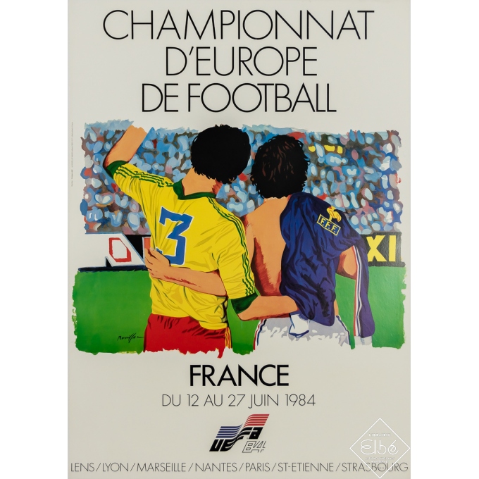 Affiche ancienne de publicité - Championnat d'Europe de Football - France 1984 - Rancillac - 1983 - 85 par 61 cm